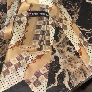 Gold & Cream Patterned 100%Polyester Tie